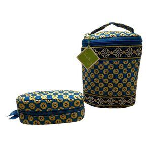 Vera Bradley Blue Cool Keeper Pattern Quilted & Eyeglass Case Set - New